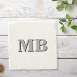 Minimalistisch modern Initiaal monogram Stenen Onderzetter<br><div class="desc">Het minimalistische Initiaal Monogram Onderzetter. Creëer uw eigen gepersonaliseerde onderzetters met aangepaste initiaal naam.</div>
