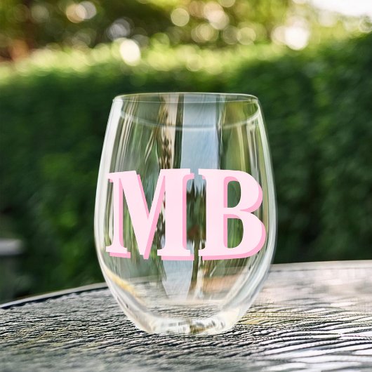 Minimalistisch modern Initiaal monogram Wijnglas Zonder Voet