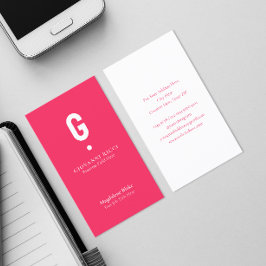 Minimalistisch modern Initiaal op speciaal roze Visitekaartje