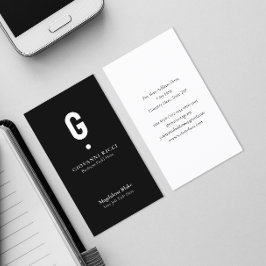 Minimalistisch modern Initiaal op zwart Visitekaartje