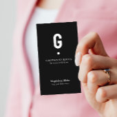 Minimalistisch modern Initiaal op zwart Visitekaartje