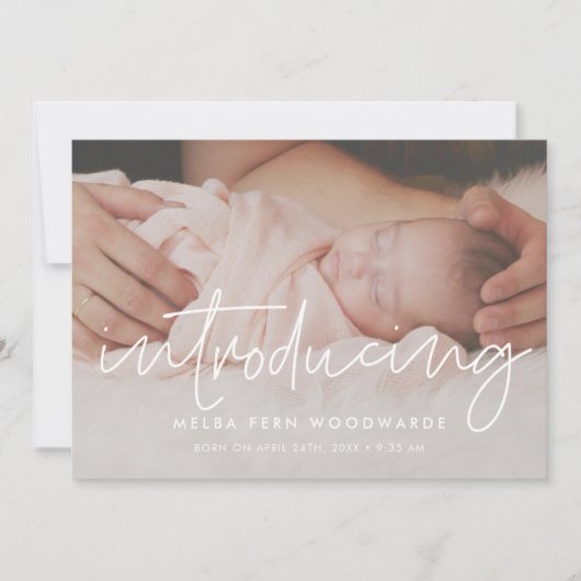 Minimalistisch modern Introductie baby foto Aankondiging (Voorkant)