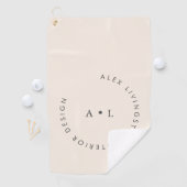 Minimalistisch Modern Ivoor Crème Cirkel Monogram Golfhanddoek (Insitu)