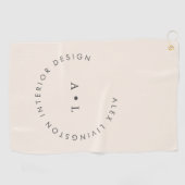 Minimalistisch Modern Ivoor Crème Cirkel Monogram Golfhanddoek (Horizontaal)