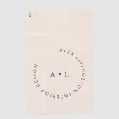 Minimalistisch Modern Ivoor Crème Cirkel Monogram Golfhanddoek (Voorkant)