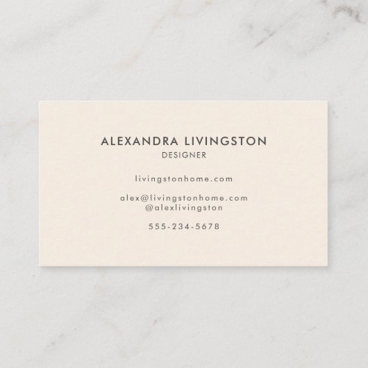 Minimalistisch Modern Ivoor Crème Cirkel Monogram Visitekaartje (Achterkant)