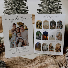 Minimalistisch modern jaar in de Review fotofamili Feestdagenkaart