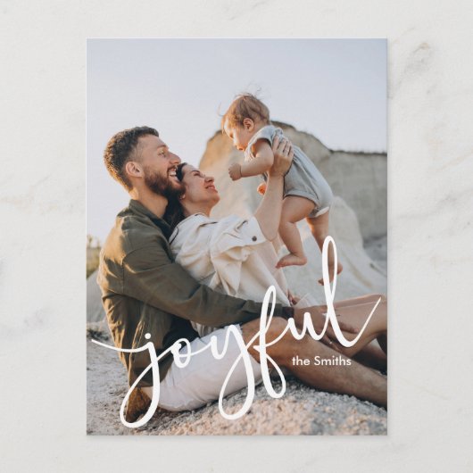 Minimalistisch Modern Joyful Script 1 foto Feestdagenkaart (Voorkant)