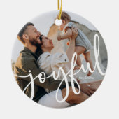 Minimalistisch Modern Joyful Script 1 foto Keramisch Ornament (Voorkant)