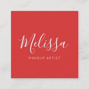 Minimalistisch modern kalligrafie rood vierkante visitekaartje