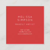Minimalistisch modern kalligrafie rood vierkante visitekaartje (Achterkant)
