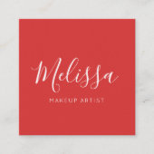 Minimalistisch modern kalligrafie rood vierkante visitekaartje (Voorkant)
