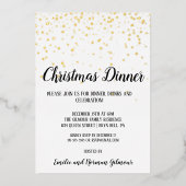 Minimalistisch Modern Kerstdiner Goud Folie Uitnodiging (Voorkant)