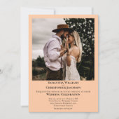 Minimalistisch modern koraalperfotohuwelijk kaart (Voorkant)