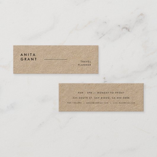 Minimalistisch modern kraft mini visitekaartje (Voorkant / Achterkant)