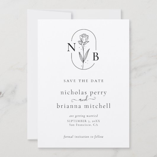 Minimalistisch modern kraft Rustic Wedding Monogra Save The Date (Voorkant)