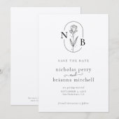 Minimalistisch modern kraft Rustic Wedding Monogra Save The Date (Voorkant / Achterkant)