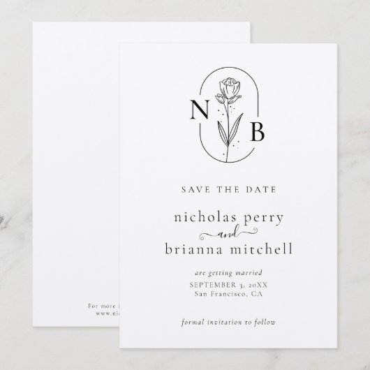 Minimalistisch modern kraft Rustic Wedding Monogra Save The Date (Voorkant / Achterkant)
