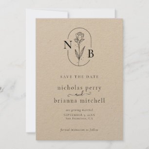 Minimalistisch modern kraft Rustic Wedding Monogra Save The Date