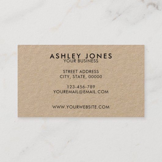 Minimalistisch Modern Kraft Visitekaartje (Achterkant)