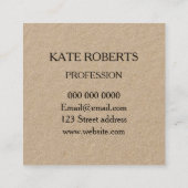 Minimalistisch modern kraftprofessioneel visitekaa vierkante visitekaartje (Achterkant)