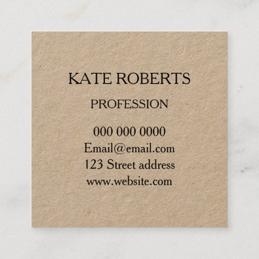 Minimalistisch modern kraftprofessioneel visitekaa vierkante visitekaartje (Achterkant)