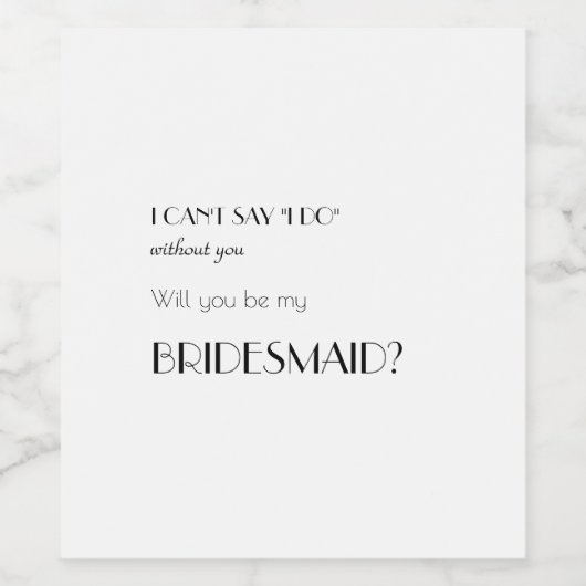 Minimalistisch modern kunstdeco Bridesmaid-voorste Wijn Etiket (Enkel label)