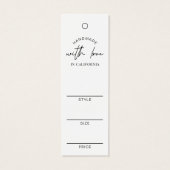 Minimalistisch modern Label met kledingprijs zwart Mini Visitekaartjes (Achterkant)