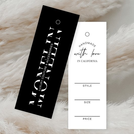 Minimalistisch modern Label met kledingprijs zwart Mini Visitekaartjes
