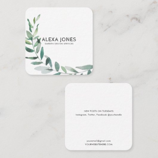 Minimalistisch modern landschapsontwerp vierkante visitekaartje (Voorkant / Achterkant)