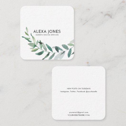 Minimalistisch modern landschapsontwerp vierkante visitekaartje (Voorkant / Achterkant)