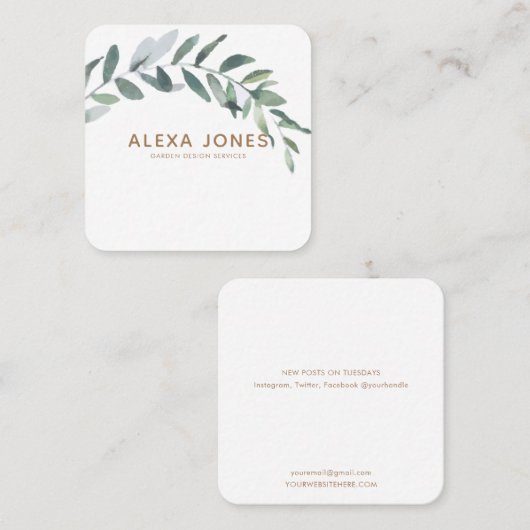 Minimalistisch modern landschapsontwerp vierkante visitekaartje (Voorkant / Achterkant)