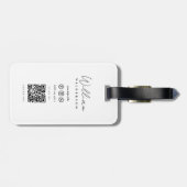 Minimalistisch modern legant monogram Qr-code reiz Bagagelabel (Achterkant horizontaal)