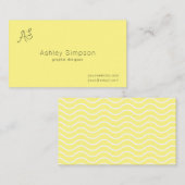 Minimalistisch Modern Lemon Geel Monogram Visitekaartje (Voorkant / Achterkant)
