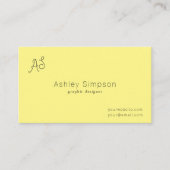 Minimalistisch Modern Lemon Geel Monogram Visitekaartje (Voorkant)