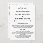 Minimalistisch Modern Leuk Trouwprogramma Programmakaart (Voorkant / Achterkant)