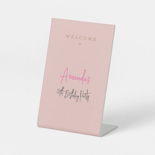 Minimalistisch modern leuk verjaardagsfeestje reclamebord met voetstuk (Voorkant)