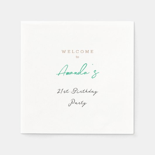 Minimalistisch modern leuk verjaardagsfeestje servet (Voorkant)
