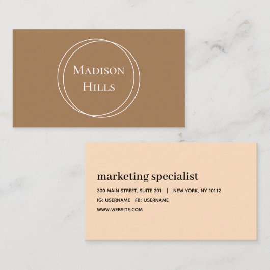 Minimalistisch modern Lijst bruin Visitekaartje (Voorkant / Achterkant)