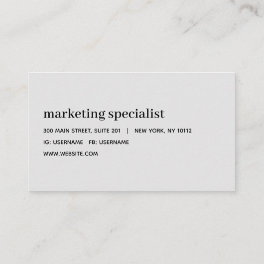 Minimalistisch modern Lijst Navy Blue Visitekaartje (Achterkant)