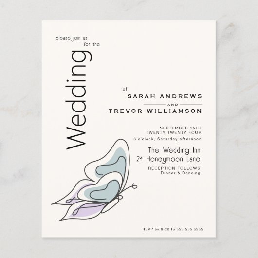 Minimalistisch Modern Lila en Stoffig Blauw Vlinde Flyer (Voorkant)