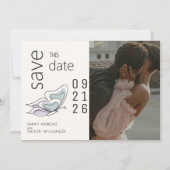 Minimalistisch Modern Lila en Stoffig Blauw Vlinde Kaart (Voorkant)