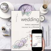 Minimalistisch Modern Lila en Stoffig Blauw Vlinde Kaart