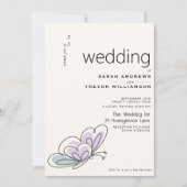 Minimalistisch Modern Lila en Stoffig Blauw Vlinde Kaart (Voorkant)