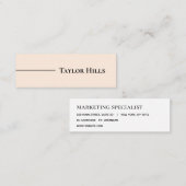 Minimalistisch Modern Line Name Beige Mini Visitekaartje (Voorkant / Achterkant)