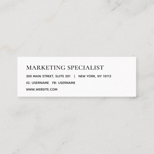 Minimalistisch Modern Line Name Beige Mini Visitekaartje (Achterkant)