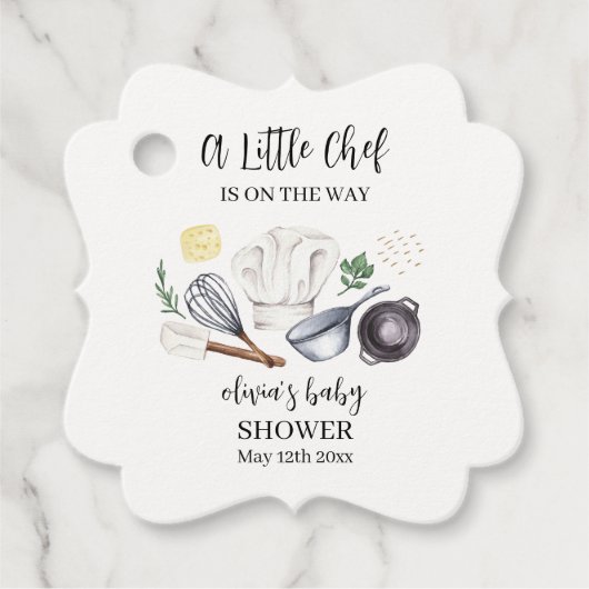 Minimalistisch Modern Little Chef Baby shower Bedankjes Labels (Voorkant)