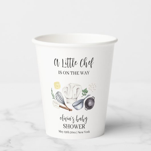 Minimalistisch Modern Little Chef Baby shower Papieren Bekers (Voorkant)