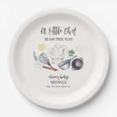 Minimalistisch Modern Little Chef Baby shower Papieren Bordje (Voorkant)