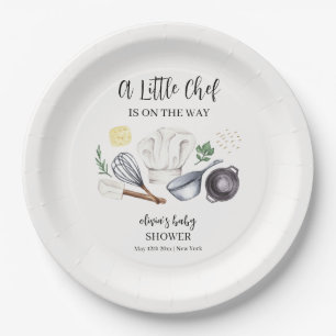 Minimalistisch Modern Little Chef Baby shower Papieren Bordje